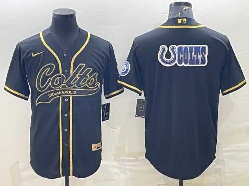 Men's Indianapolis Colts Black Gold Team Big Logo With Patch Cool Base Stitched Baseball Jersey,We sell and wholesale Men's Indianapolis Colts Black Gold Team Big Logo With Patch Cool Base Stitched Baseball Jersey on line form chian!